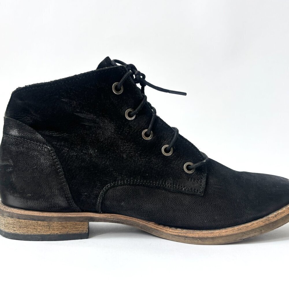 Diba Eli Genuine Black Suede Leather Combat Ankle Booties - sz 8 - Picture 4 of 12